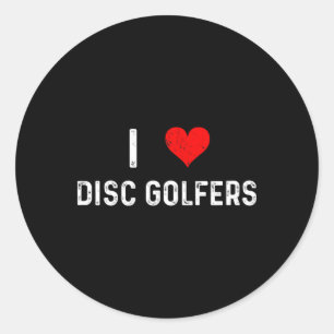 Ich liebe Disc-Golfer - Herz - Abgenutzter Golf Go Runder Aufkleber