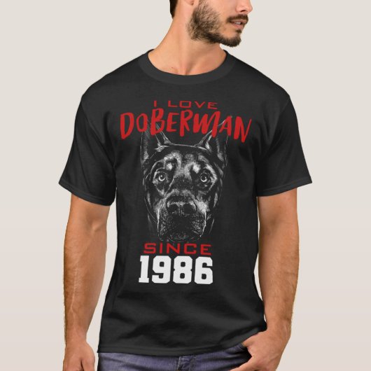 Ich liebe Dobermann seit 1986 T-Shirt (Vorderseite)