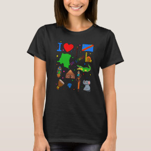 Ich liebe DR Kongo Handgezeichnete kongolesische L T-Shirt