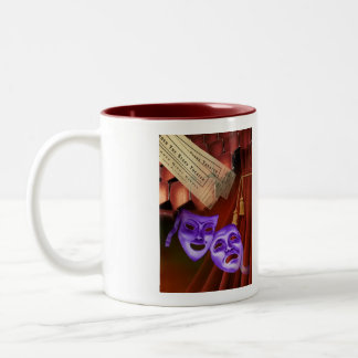 Ich Liebe Drama mit Dramasken auf der Rückseite Zweifarbige Tasse