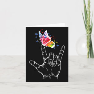 Ich Liebe, du händest Gebärdensprache Butterfly Au Karte