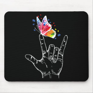 Ich Liebe, du händest Gebärdensprache Butterfly Au Mousepad