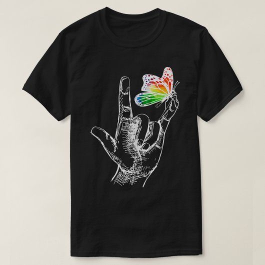 Ich Liebe, du händest Gebärdensprache Butterfly Au T-Shirt (Design vorne)