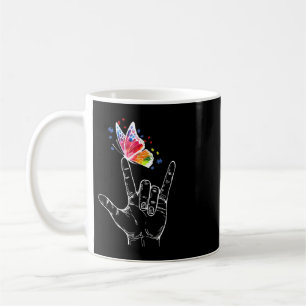 Ich Liebe, du händest Gebärdensprache Butterfly  Kaffeetasse