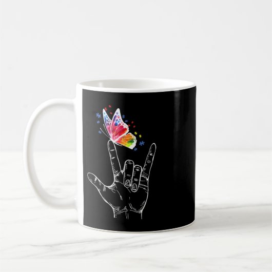 Ich Liebe, du händest Gebärdensprache Butterfly Pu Kaffeetasse (Links)