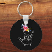 Ich Liebe, du händest Gebärdensprache Butterfly Pu Schlüsselanhänger (Vorderseite)