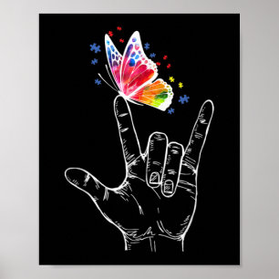 Ich Liebe, du hängst Gebärdensprache-Butterfly-A Poster