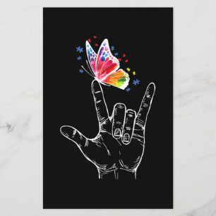 Ich Liebe, du hängst Gebärdensprache-Butterfly-Aut