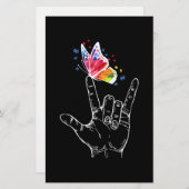 Ich Liebe, du hängst Gebärdensprache-Butterfly-Aut Briefpapier (Vorne/Hinten)