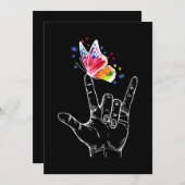 Ich Liebe, du hängst Gebärdensprache-Butterfly-Aut Einladung (Vorne/Hinten)