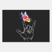 Ich Liebe, du hängst Gebärdensprache-Butterfly-Aut Geschenkpapier Set (Vorderseite)