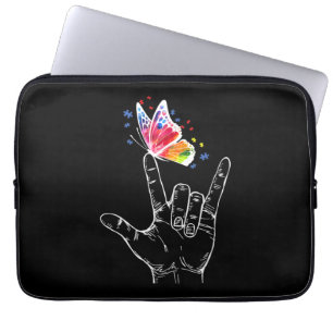 Ich Liebe, du hängst Gebärdensprache-Butterfly-Aut Laptopschutzhülle