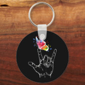 Ich Liebe, du hängst Gebärdensprache-Butterfly-Aut Schlüsselanhänger (Vorderseite)