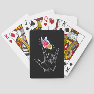 Ich Liebe, du hängst Gebärdensprache-Butterfly-Aut Spielkarten