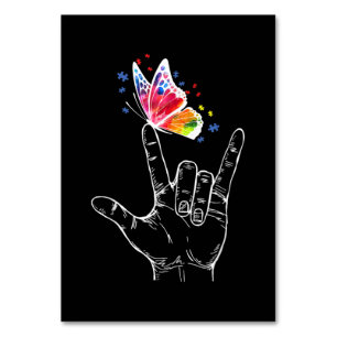Ich Liebe, du hängst Gebärdensprache-Butterfly-Aut Tischnummer