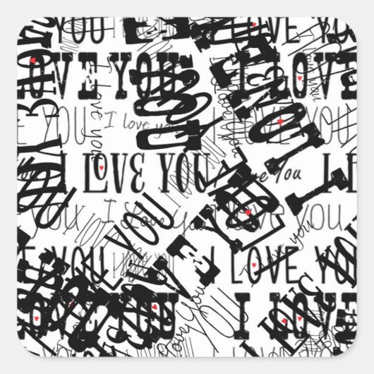 Ich LIEBE, DU kratzst Typografie-Valentinsticker Quadratischer Aufkleber (Vorderseite)