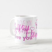 Ich Liebe, du 💗 Lila weiße Tasse (Vorderseite Links)