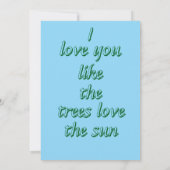 Ich Liebe, du magst die Bäume Liebe der Sonne Dankeskarte (Rückseite)