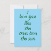 Ich Liebe, du magst die Bäume Liebe der Sonne Dankeskarte (Rückseite)