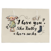 Ich Liebe, du magst Dobby Lieben Socken Große Geschenktüte (Rückseite)