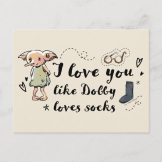Ich Liebe, du magst Dobby Lieben Socken Postkarte