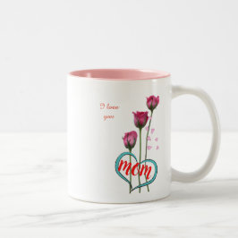Ich Liebe, du Mama l Rose l Mütter Tag weiß pink Zweifarbige Tasse