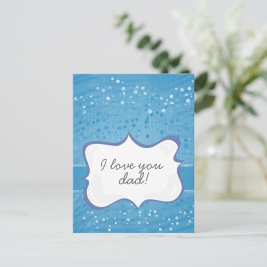 "Ich Liebe, du Papa!" auf blauen Punkten Postkarte (Stehend Vorderseite)
