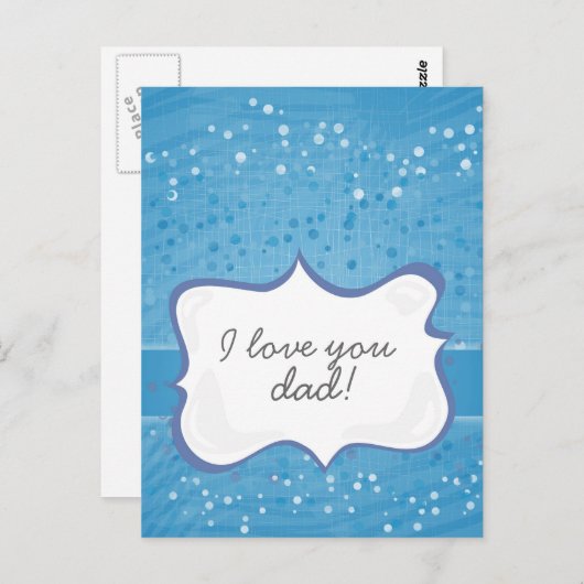 "Ich Liebe, du Papa!" auf blauen Punkten Postkarte (Vorne/Hinten)