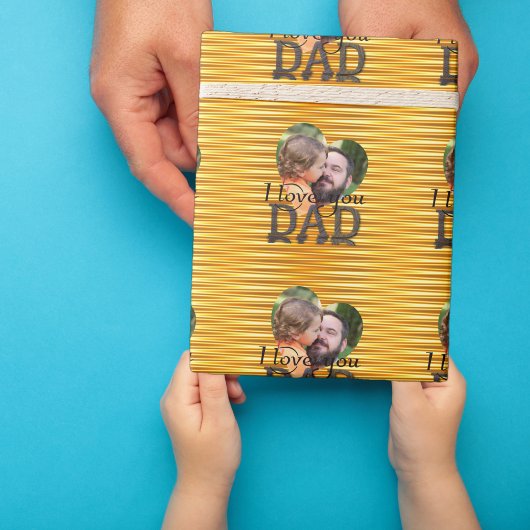 Ich Liebe, du Papa Foto hellgelb Geschenkpapier