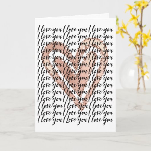 Ich Liebe, du rosa Herz Karte (Gelbe Blume)