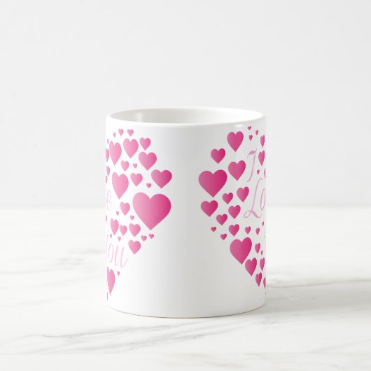 Ich Liebe, du rosa Herzen Kaffeetasse (Mittel)