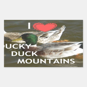 Ich liebe Ducky Duck Mountains Design Rechteckiger Aufkleber