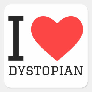 Ich Liebe dystopisch Quadratischer Aufkleber