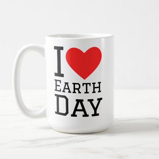 Ich liebe Earth Day Quadrat-Aufkleber Kaffeetasse (Links)