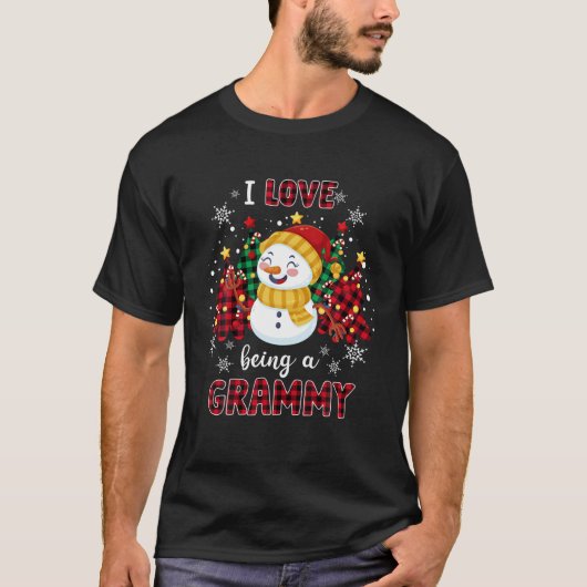 Ich Liebe, ein grauer Schneemann Weihnachtsbaum We T-Shirt (Vorderseite)