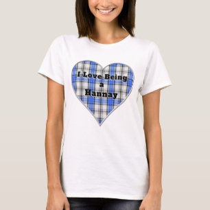 Ich Liebe ein Hannay Clan Tartan Kariertes Herz T-Shirt