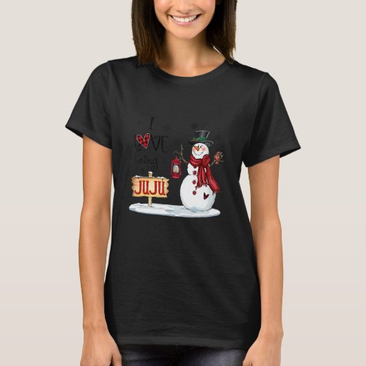 Ich Liebe, ein Juju Snowman Weihnachten Niedlichen T-Shirt (Vorderseite)