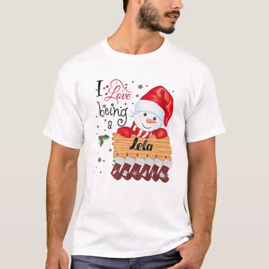 Ich Liebe, ein Lela Snowman Familie Weihnachten We T-Shirt (Vorderseite)