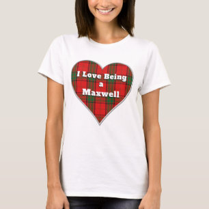 Ich Liebe, ein Maxwell Clan Tartan Kariertes Herz T-Shirt