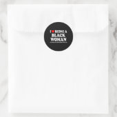 Ich Liebe, ein schwarzer Frauenmonat mit schwarzer Runder Aufkleber (Tasche)