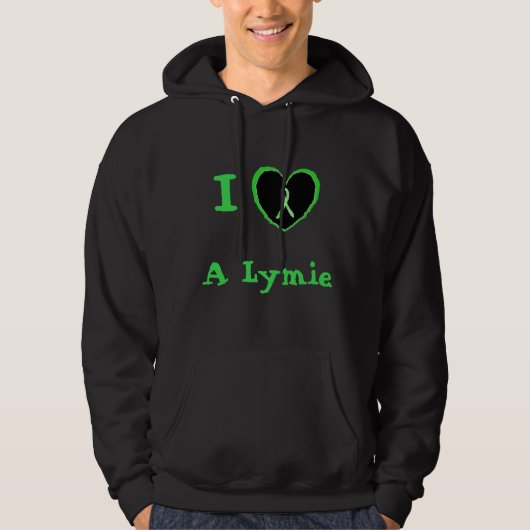Ich Liebe eine Lymie, Herz mit Lyme Awareness Ribb Hoodie (Vorderseite)