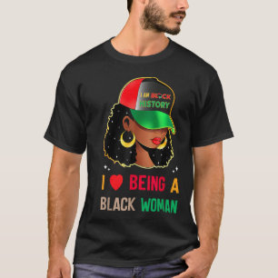 Ich Liebe, eine schwarze Frau in der Schwarzgeschi T-Shirt