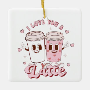 Ich liebe einen Latte Groovy Bubble Tea Valentinst Keramikornament
