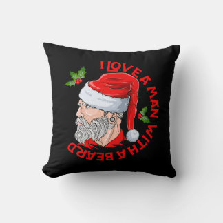 Ich Liebe einen Mann mit Bart Hipster Weihnachtsma Kissen