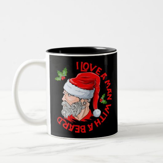 Ich Liebe einen Mann mit Bart Hipster Weihnachtsma Zweifarbige Tasse (Links)