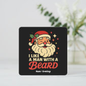 Ich Liebe einen Mann mit Bart Weihnachtsmann lusti Einladung (Stehend Vorderseite)
