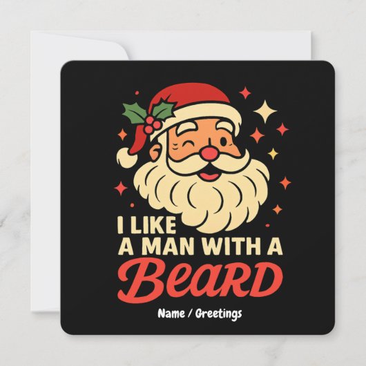 Ich Liebe einen Mann mit Bart Weihnachtsmann lusti Einladung (Vorderseite)