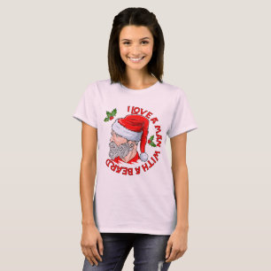 Ich Liebe einen Mann mit Bart-Weihnachtsmann T-Shirt