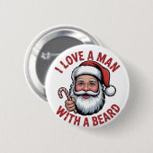 Ich liebe einen Mann mit einem Bart Bärtiger Weihn Button (Vorne & Hinten)