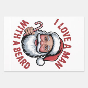 Ich liebe einen Mann mit einem Bart Bärtiger Weihn Geschenkpapier Set